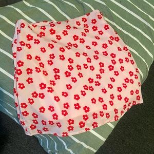Pink and red flower short skirt
